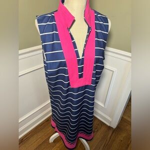 SIMPLY SOUTHERN STRIPE TUNIC DRESS WOMENS SIZE  X LARGE NAVY WHITE PINK